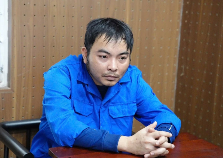 Tạ Minh Châu tại cơ quan công an.