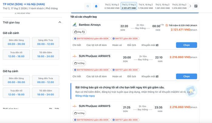 Vé máy bay Tết 2026 từ TPHCM đi Hà Nội giảm giá bất ngờ trong ngày mùng 1 Tết - Ảnh 3.
