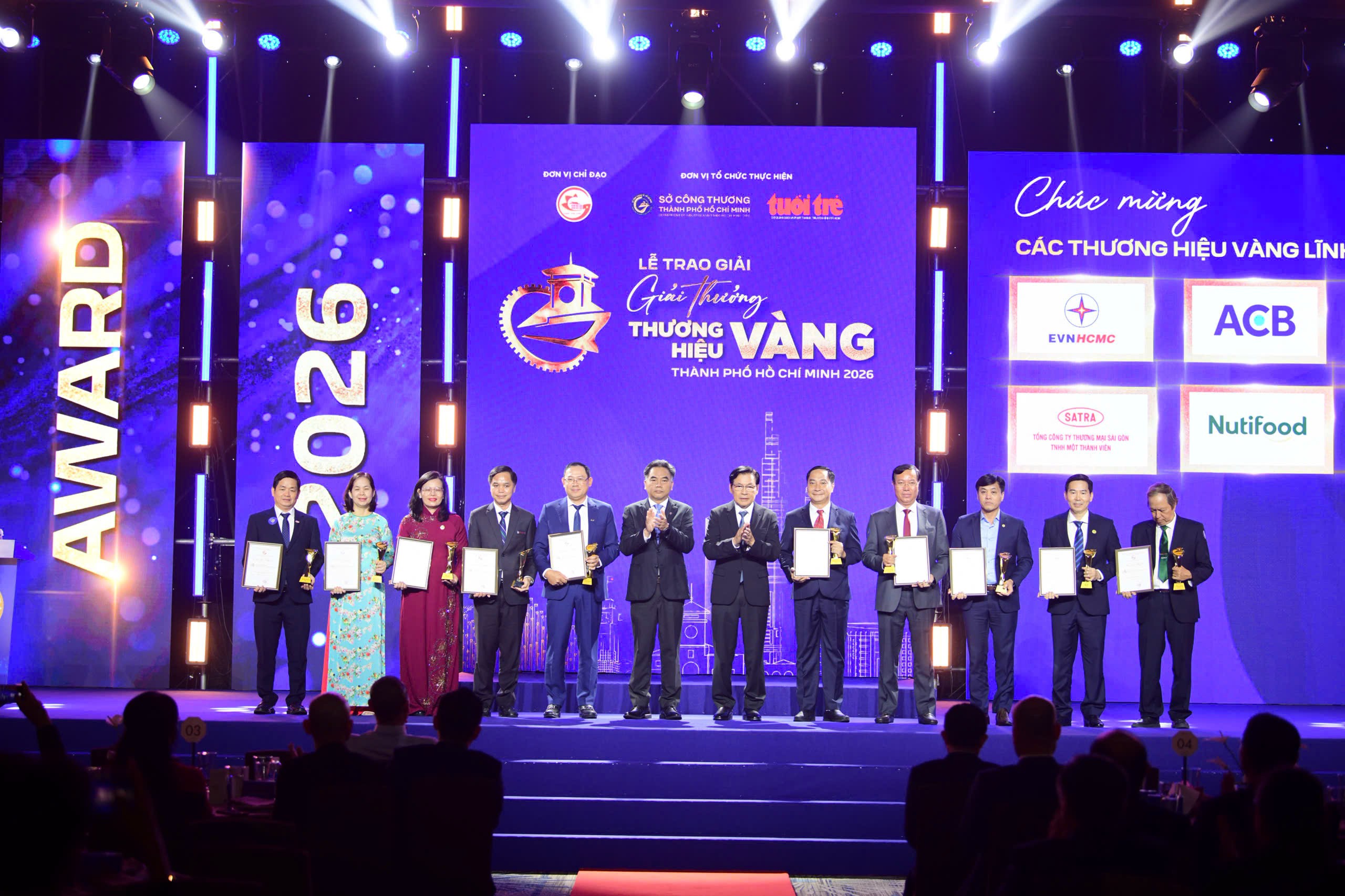 Các doanh nghiệp nhận giải Thương hiệu Vàng TP.HCM 2026. (Ảnh: QUANG ĐỊNH)