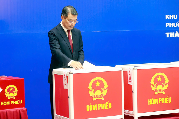 Ủy viên Bộ Chính trị, Bí thư Trung ương Đảng, Trưởng Ban Tổ chức Trung ương Lê Minh Hưng thực hiện quyền và nghĩa vụ công dân - Ảnh: VGP