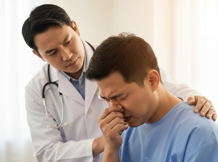 Người đàn ông nguy kịch sau vài ngày ngạt, sổ mũi. (Ảnh minh hoạ)