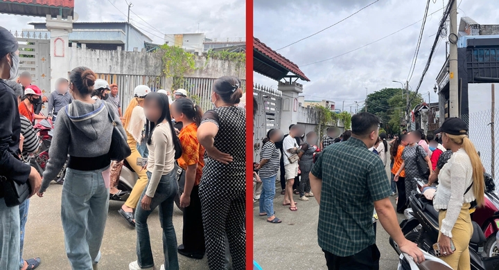 Hàng chục người dân đã tập trung đến nhà chủ hụi ở xã Xuân Thới Sơn để đòi tiền. (Ảnh: H.T)